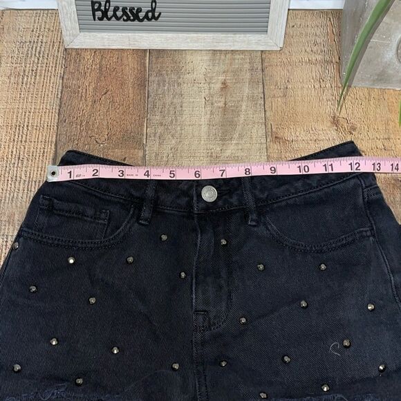PacSun | High Rise Pyramid Black Denim Shorts - Picture 7 of 11
